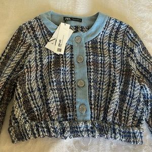 NWT Zara Tweed Denim top jacket